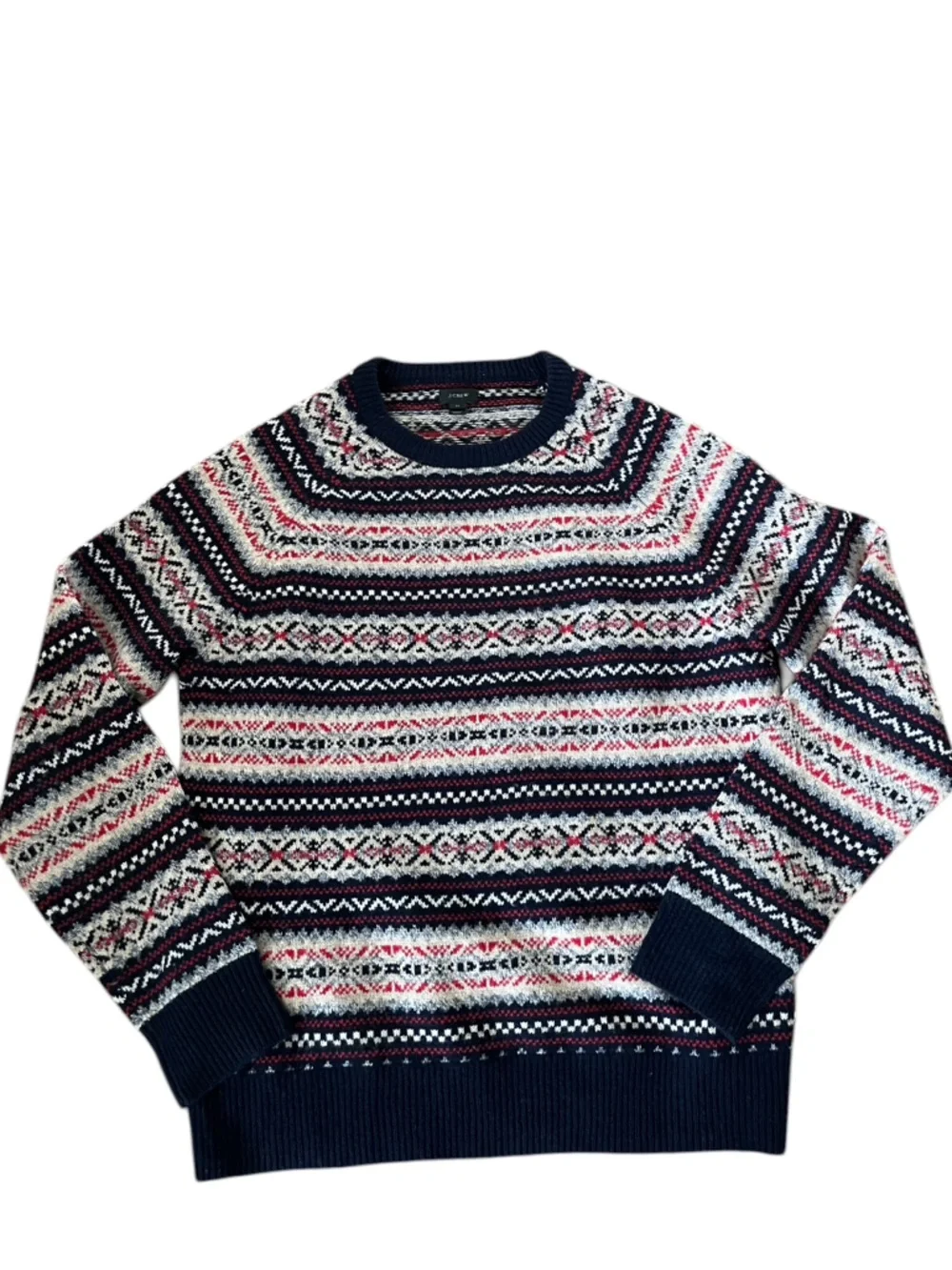 J.Crew 100% Lambswool Fair Isle Nordic Crewneck Sweater - Medium